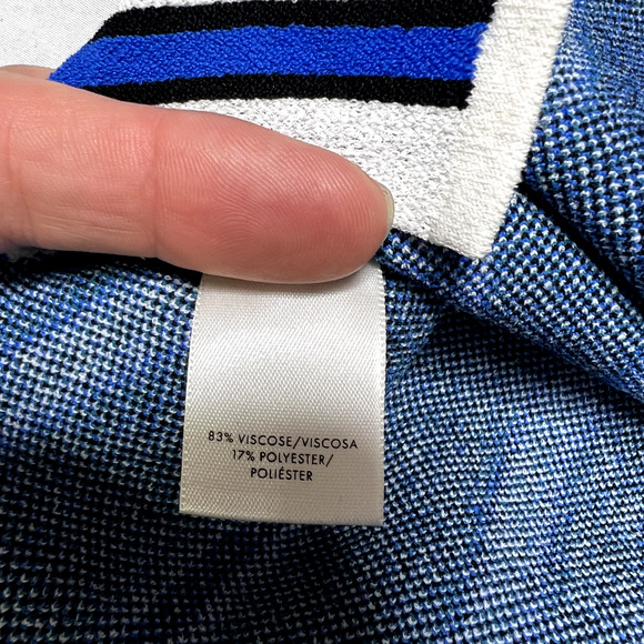 Ann Taylor Womens XL Blouse White Blue Green Stripe Off The Shoulder Boho Casual - Picture 6 of 11